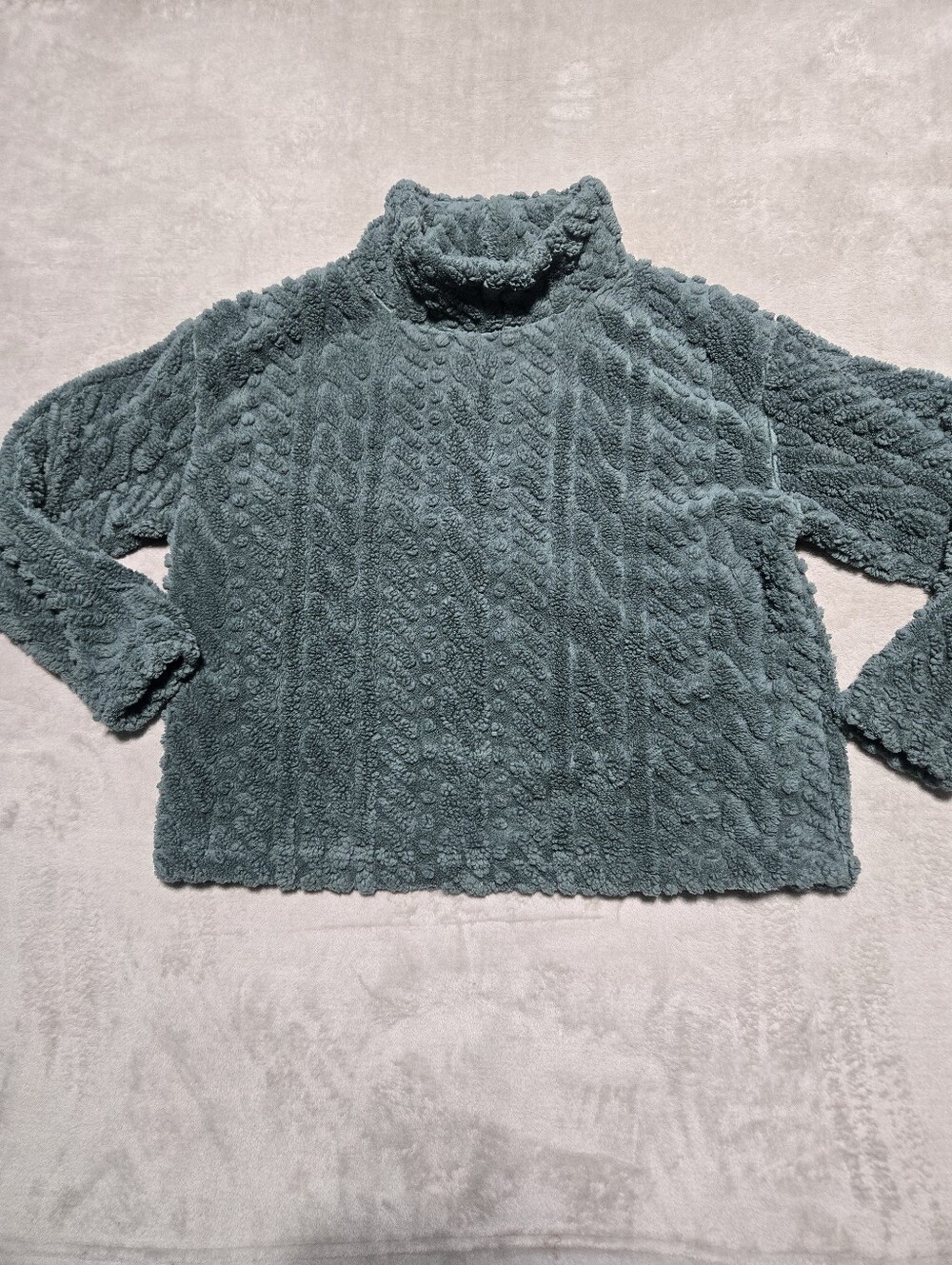 Eddie Bauer Plush Cable Mock Neck Sweater Women's Size Large Cozy Comfy Soft